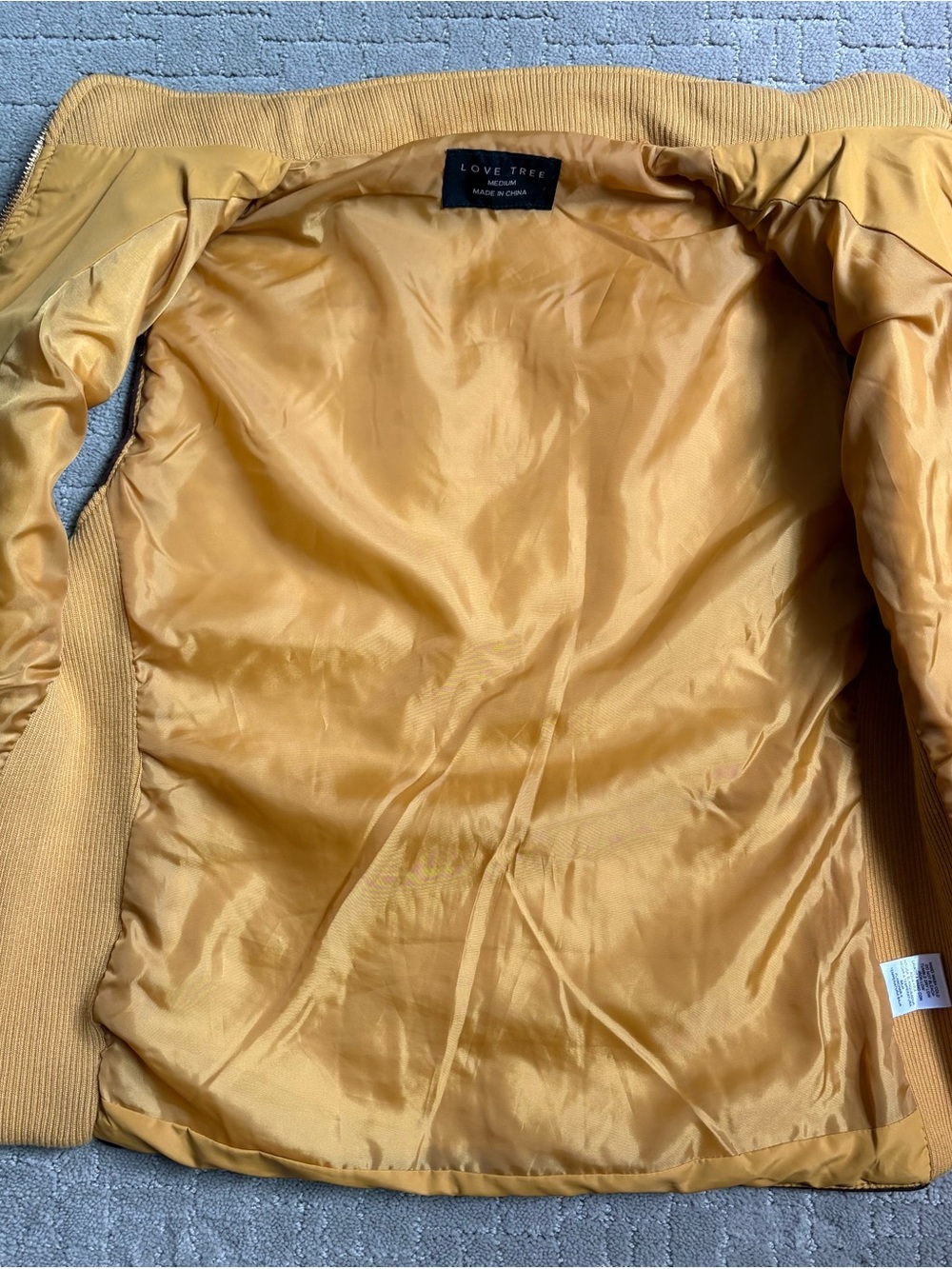Love Tree Quilted Mustard Vest with Stand Collar - Picture 4 of 6